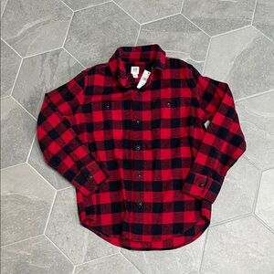 GAP Red & Black Buffalo Plaid Flannel Shirt – Size Boys Medium